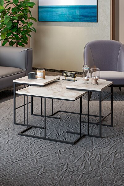 GOLDFALEZ Orta Sehpa Ve Zigon Sehpa Solo Set Efes