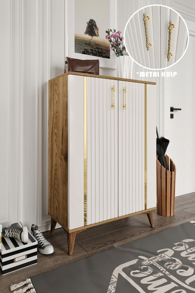 mapahomeliving Lyra Metal Kulp Ayakkabılık  Çok Amaçlı Dolap Mutfak Kiler Bal...