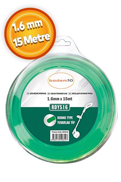 Badem10 Tırpan Misinası Motorlu Tırpan Yuvarlak Misina 1.6 mm 15 Metre Yeşil ...