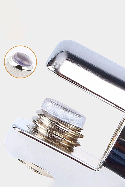 Badem10 Tırnak Lüx Metal Cam Raf Tutucu Cam Etejer Menteşesi Krom Metal Vidalı 12 mm (4 Adet)