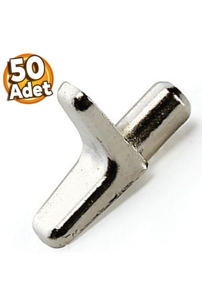 Badem10 Raf Pimi Düz Cam Ahşap Metal Raf Tutucu Çivisi Mobilya Dolap Pimi (50 Adet)