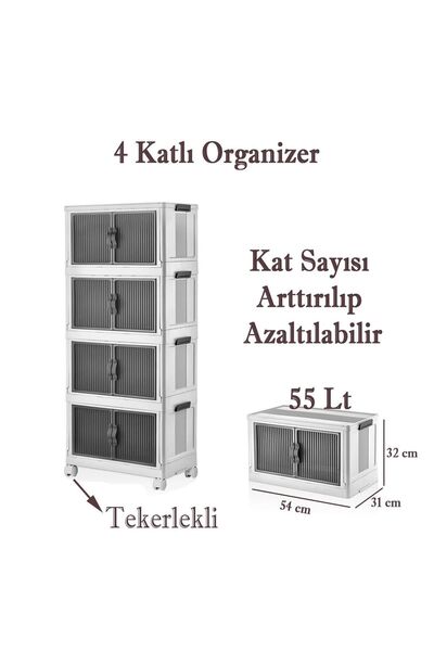 Badem10 Çok Amaçlı Katlanır Portatif Istiflenebilir Düzenleyici Organizer Mutfak Dolapları Dolabı Beyaz