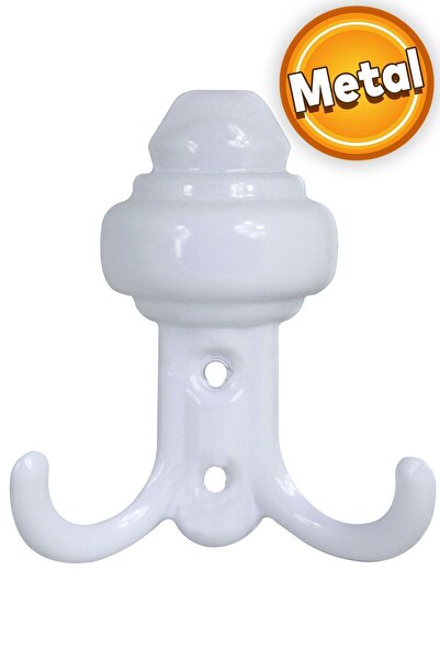 Badem10 Sarıklı Vestiyer Duvar Askısı Mobilya Dolap Elbise Askılığı Beyaz Met...