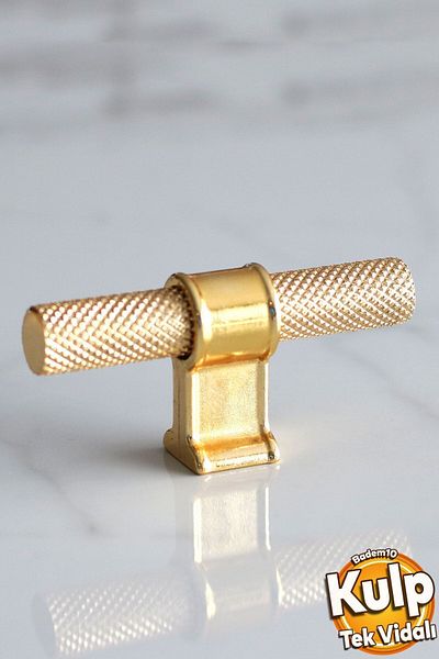 Badem10 Hisar Gold Mâner cu buton metalic auriu Mobilier cu o singură șurub Sertar de bucătărie Dulap dulap Mâner