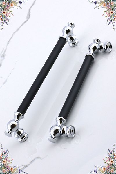 Badem10 Arya 160 mm Crom Negru Metal Mobilier Bucătărie Sertar Capac Dulap Dulap Mâner Mâner 160 mm