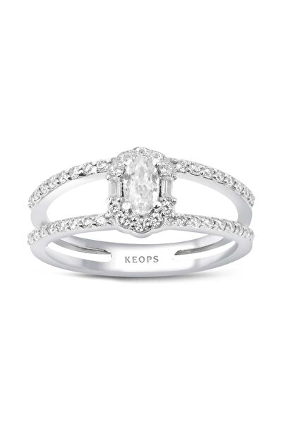 Keops Pırlanta 0,54 Karat Çift Kollu Baget Oval Yüzük