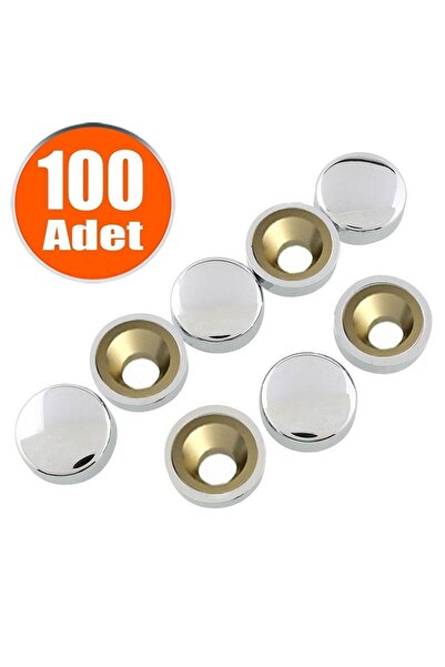 Badem10 Dekoratif Vida Kapağı Kapatıcı 20 Mm Parlak Krom Metal Vida Tapası Tı...