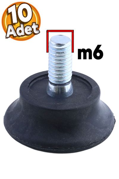 Badem10 Picioare cu articulație sferică Bingo M6 șurub 6 mm Profil negru Picioare 2,5 cm (10 buc.)