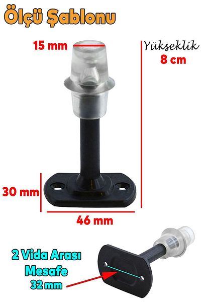 Badem10 Opritor pentru mâner ușii din silicon negru de 8 cm - Suport mat din plastic