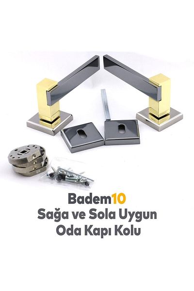 Badem10 Begonia Lux Smoked Gold Square Rosette Mâner de ușă compatibil cu camera Mânere de ușă potrivite pentru dreapta și stânga 1 set