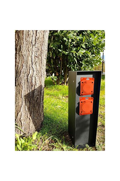 Badem10 Tekli Monofaze Kauçuklu Kablo Bahçe Sıva Üstü Dış Mekan Korunaklı Priz Kapaklı Turuncu Tek