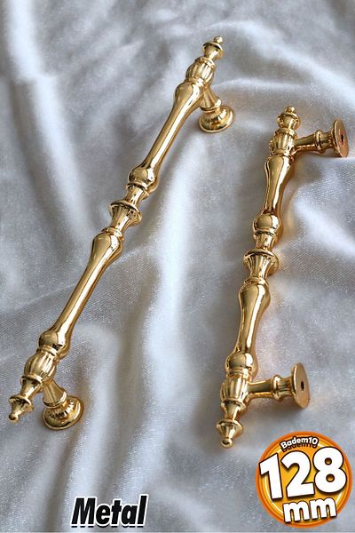 Badem10 Şehzade (PREMIUM) Dulap sertar de bucătărie Golden 128 mm cu mâner metalic