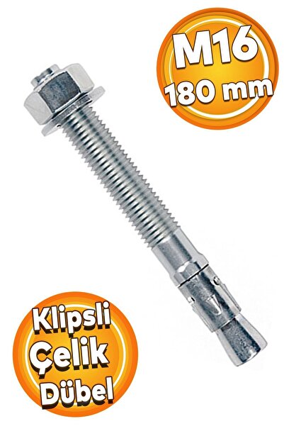 Badem10 Saplamalı Klipsli Çelik Dübel M16x180 mm Raf Montaj Bağlantı Kanalları