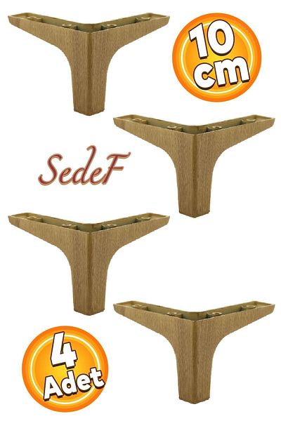 Badem10 Mobilier de lux Sedef Canapea Masă de cafea Unitate TV Picior fotoliu 10 cm Picioare din nuc deschis (4 buc.)
