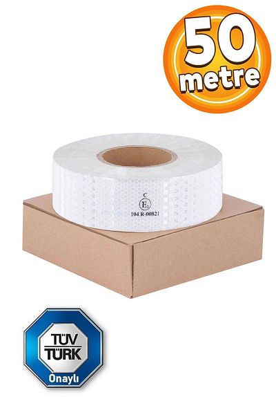 Badem10 50 Mt White Reflective Phosphorescent Strip Tape - Tüvtürk Approved