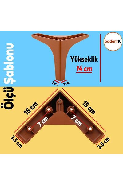 Badem10 Mobilier de lux Sedef Canapea Masuta de cafea Unitate TV Fotel Picior 14 Cm Picioare Maro 4 Buc
