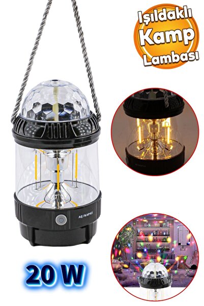 Badem10 Dekoratif Disko Toplu Kamp Lamba Ledli Sarı Işıklı El Feneri Şarjlı P...