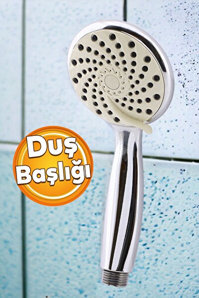 Badem10 Banyo Telefon Aksesuar Tek Duş Başlığı Klasik Tek Fonksiyonlu Su Fışk...