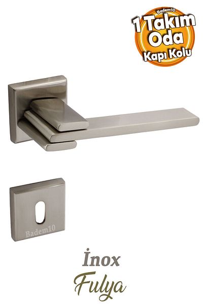 Badem10 Fulya Luxury Inox Square Rosette Room Door Handle Right and Left Door Handles 1 Set