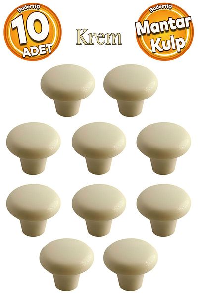 Badem10 (PLASTIC HARD) Buton ciupercă Cremă Mobilier rotund Sertar de bucătărie Mâner dulap Mâner 10 buc