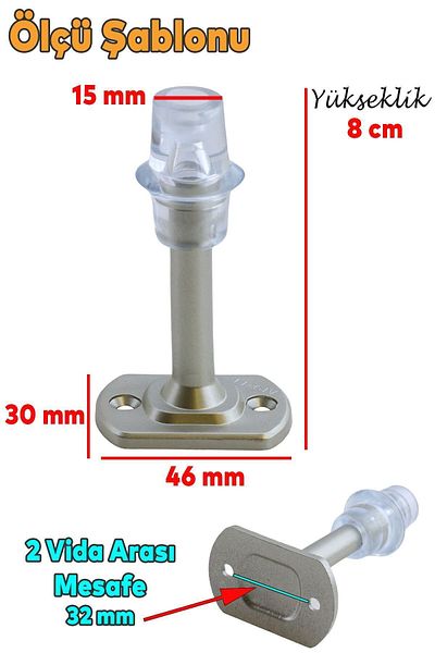 Badem10 Opritor de ușă din satin din plastic de 8 cm - silicon, suport pentru opritor
