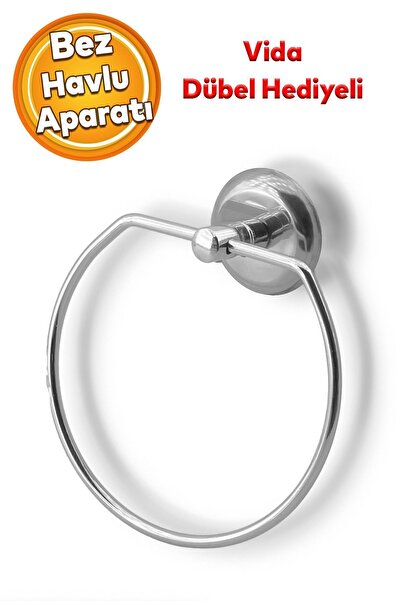 Badem10 Vidalı Bez Havluluk Aparatı Lavabo Banyo Mutfak Bez Havlu Askısı Krom...