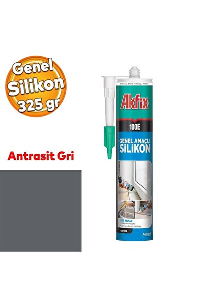 Akfix Genel Amaçlı Antrasit Gri Akrilik Mastik Silikon 325 GR Kapı Pencere Pvc Montaj Yalıtım Yapışma