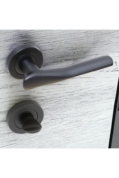 Badem10 (1 SET) Royal Matte Black WC Mâner ușă baie Cercel Rozet Compatibil Sag Stânga Mânere potrivite