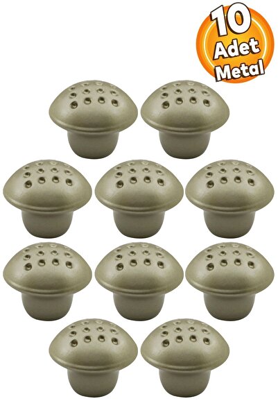 Badem10 Mobilier cu buton ciupercă cu puncte, sertar de bucătărie, dulap, mâner, mâner, metal satinat, 10 buc.