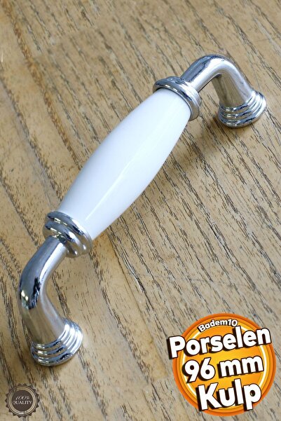 Badem10 Gül Porselen (PREMİUM) Beyaz 96 Mm Mobilya Mutfak Çekmece Dolabı Dola...