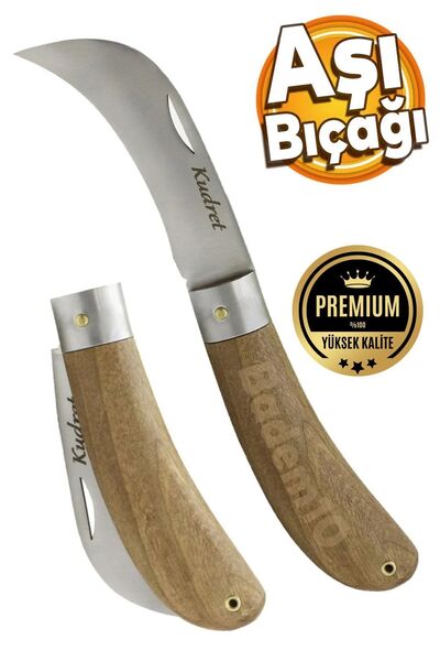 Badem10 Aşı Bıçağı Eğri Uçlu Ara Çakı Bağ Bıçağı Paslanmaz Çelik