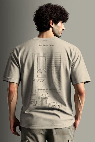 Re-clo Vitrivius Tee - Organic Cotton T-shirt with Front and Back Print Detail