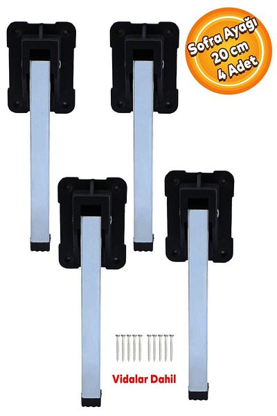 Badem10 Black Metal Plastic Tableware Leg - Folding Base, 20 Cm (4 PCS)