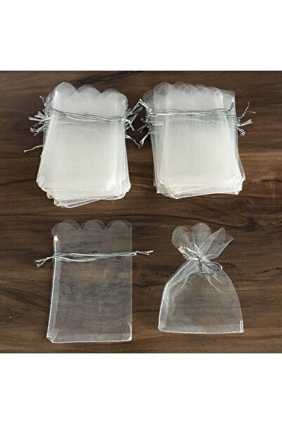 YÜCETÜL Kırık Beyaz Organze Tül Kese 12x9 Cm Lavanta Kesesi Çerez Kesesi