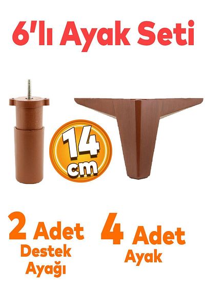 Badem10 Cedru Set 6 Mobilier Unitate TV Canapea extensibilă Fotoliu Canapea Suport Picior 14 cm Brown Wing 17 Foot