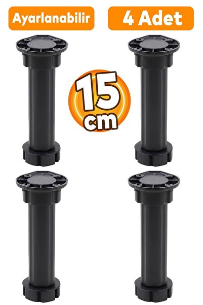Badem10 Ayarlanabilir Dolap Mobilya Mutfak Tezgah Yükseltici Ayağı 15 Cm Siya...