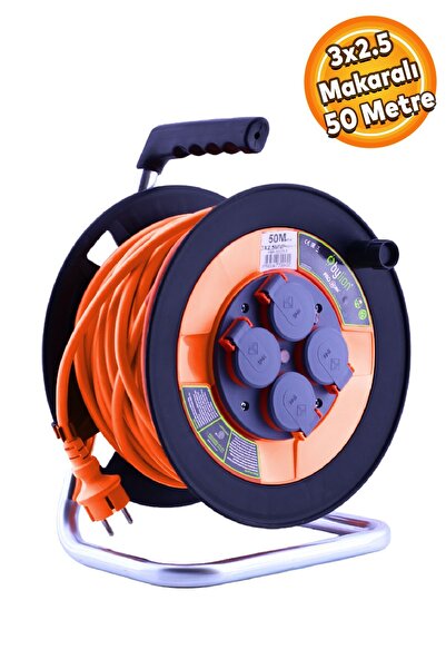 Badem10 Ip44 Plastik Makaralı Kapaklı 4 Prizli Cca Uzatma Kablosu 3x2.5 Mm 50...