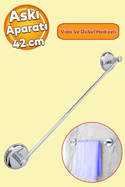 Badem10 Metal Krom Bez Havlu Asma Askısı Aparatı 42 cm Banyo Lavabo Vidalı As...
