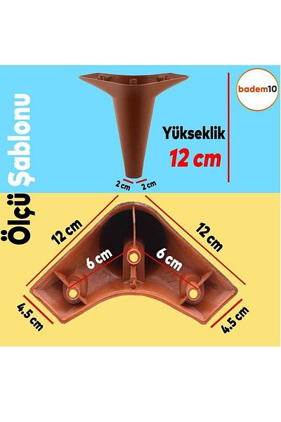 Badem10 Aspen Mobilier de lux Canapea Fotoliu Unitate TV Baza Riser Picior Picioare 12 Cm Maro Picior