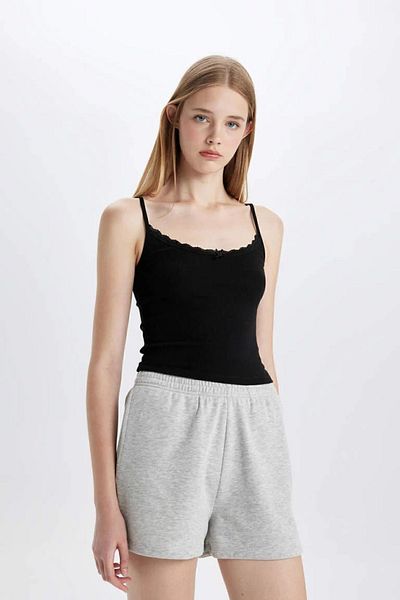 DeFacto Μπλουζάκι με ραβδώσεις V-Neck - D1240axbk81mc Καμισόλα