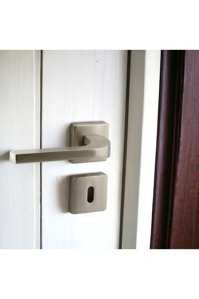 Badem10 Mâner de ușă din satin Tog, cu rozetă pătrată, compatibil cu uși glisante și din oțel, potrivit pentru mânerul ușii în stânga și în dreapta