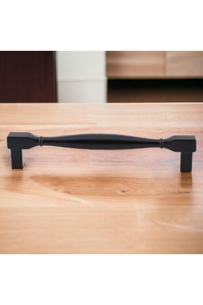 Badem10 Mâner pătrat Sertar din metal negru Dulap Capace peșteră Mobilier de bucătărie 128 mm-12,8 cm