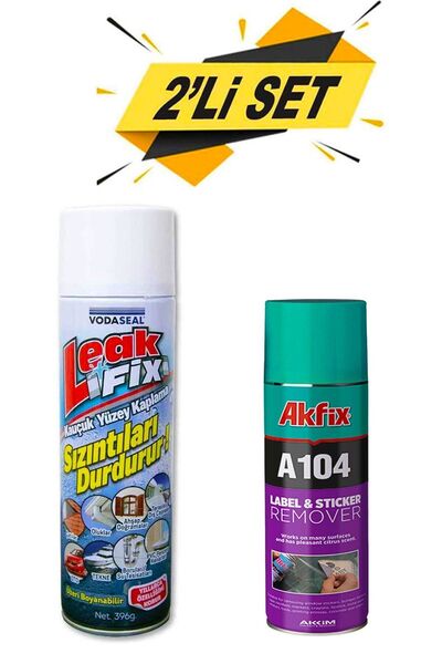 Badem10 Leak Fix Su Sızdırmaz Sprey Beyaz 396 gr Akfix A 104 Etiket Sökücü Ya...