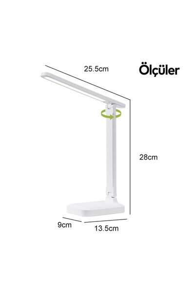 Badem10 Şarjlı Led Masa Üstü Lambası 3 Renk Dokunmatik Standlı Çocuk Ders Kitap Çalışma Okuma Işığı Gece 9w