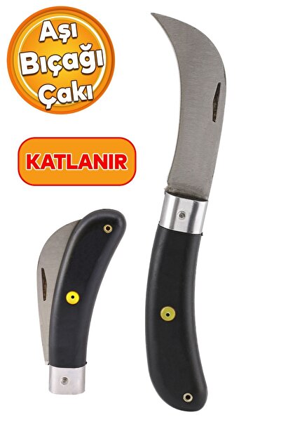 Badem10 Plastik Saplı Bıçak Çakı Aşı Bıçağı Profesyonel Çelik Eğri Uçlu Bağ A...