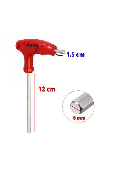 Eltos Allen Allen 2-End T Type Wrench Hexagonal Square Nut Screw Tightening and Disassembly 5 mm ETA005