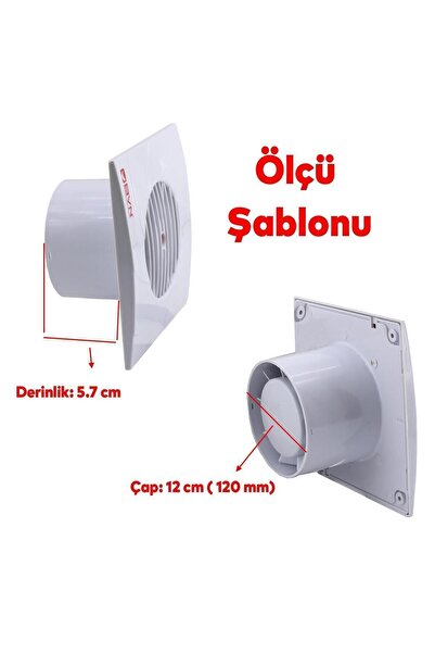 Badem10 Havalandırma Aspiratörü 12 Cm Çap Banyo Wc Vantilatör Kirli Hava Tahliye Aspiratör Koku Önleyici