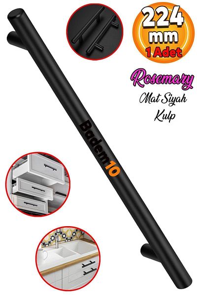 Badem10 Sezon de organizare a sertarului de bucătărie negru din metal Rosemary 224 mm (PREMIUM)