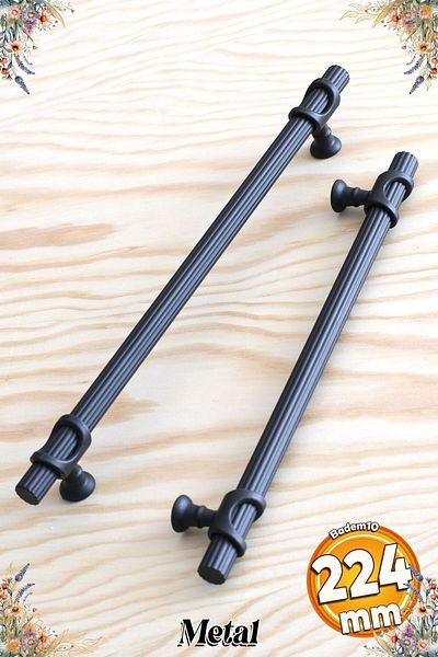 Badem10 Arsin Mâner metalic negru 224 mm-22,4 cm Dulap Mobilier Bucătărie Sertar Capac Mânere Mâner