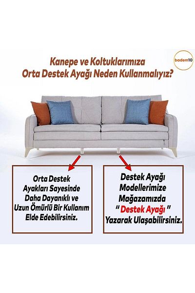 Badem10 Aspen Set de 6 Mobilier Unitate TV Canapea extensibilă Fotoliu Baza de canapea Suport picioare 12 cm picior crem